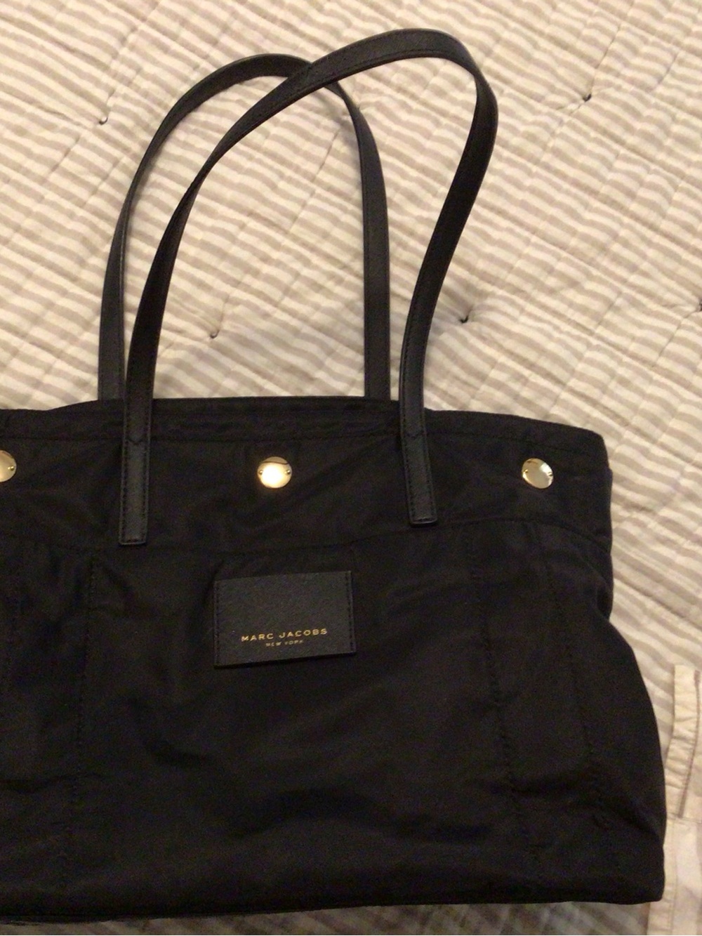 Marc Jacobs Black Nylon Tote with Gold-Tone Studs